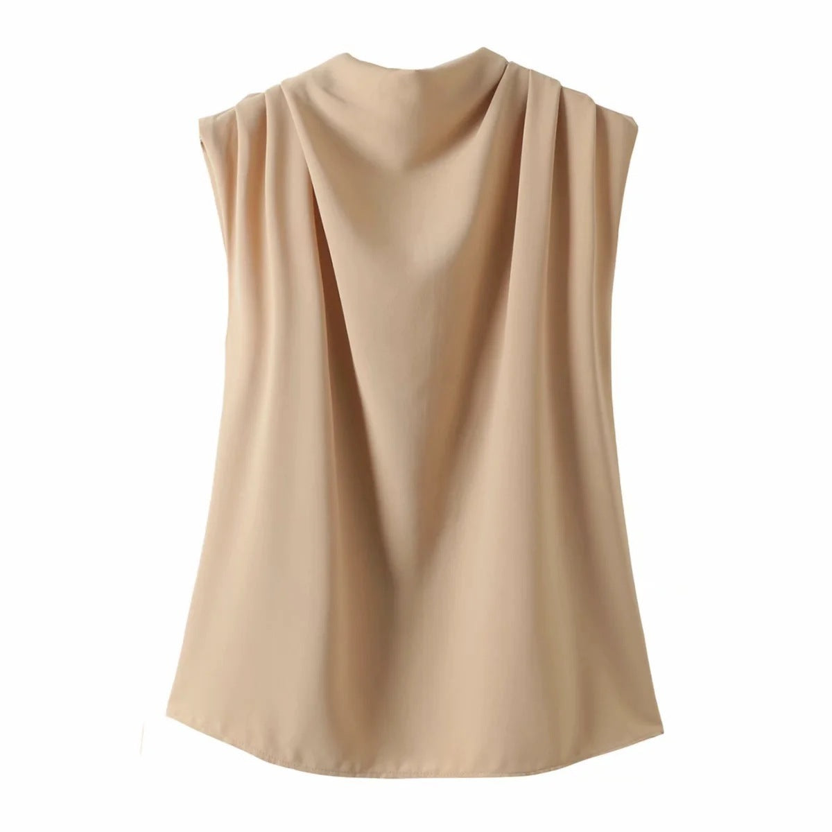 topSimple Temperament Sleeveless Stand-Up Collar Loose And Thin Version Solid Color Shirt Blouse