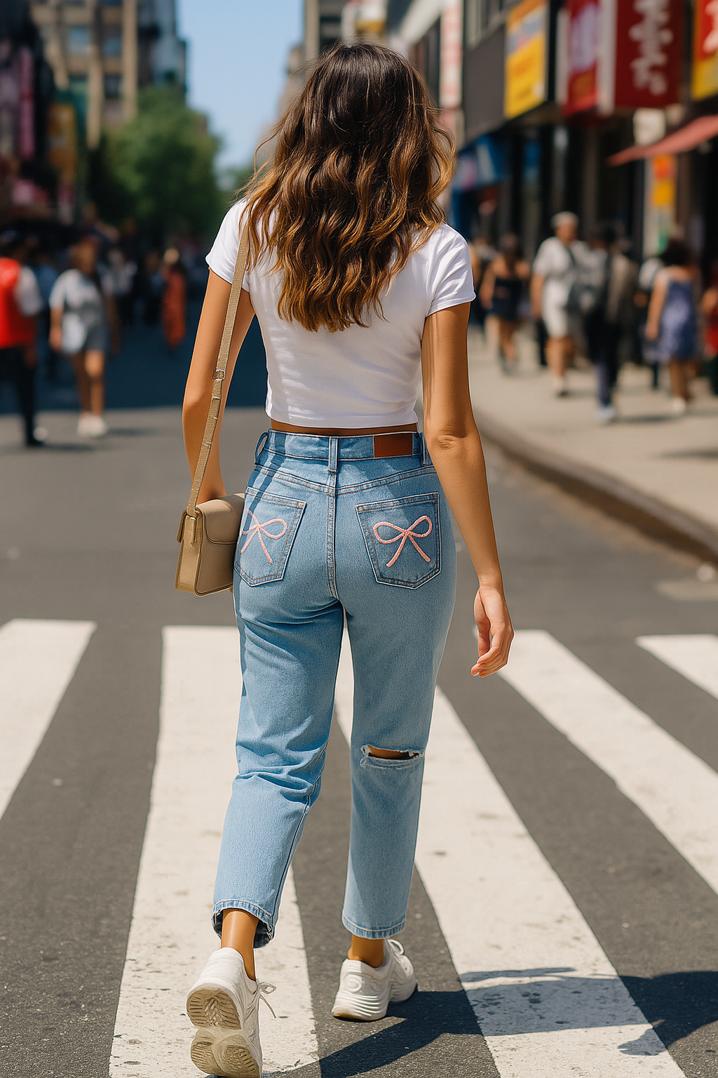 Juliet – Löst Sittande Rippade Denimbyxor för Kvinnor